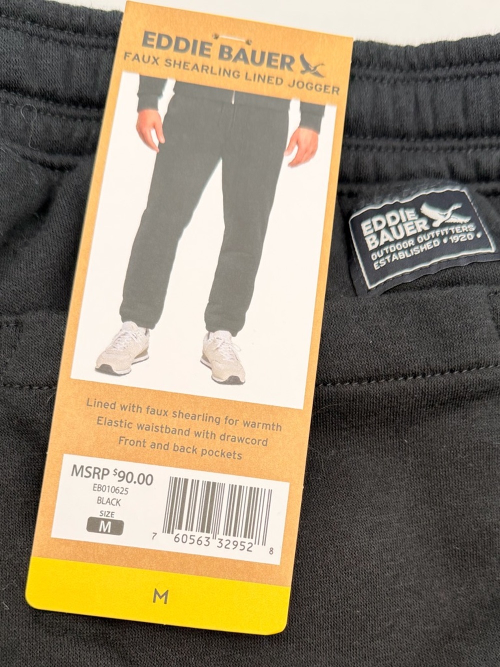 Eddie Bauer Black Jogger with Cream Sherpa Lining